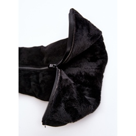 Női velúr csizma S.Barski platformon, fekete 1