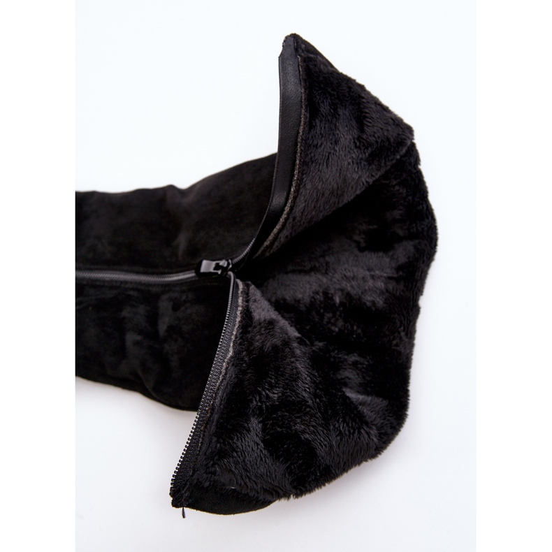 Női velúr csizma S.Barski platformon, fekete 1