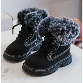 Gyermek Trapper csizma cipzárral és szőrmével, Black Gerande fekete 1