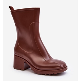 Női matt Wellington csizma magassarkúval, barna Bertaida 1