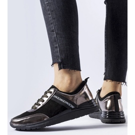 Castelfidardo fekete és szürke bőr tornacipő 1