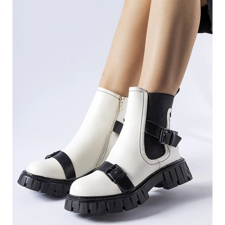 Fehér bokacsizma masszív Fontane talppal 1