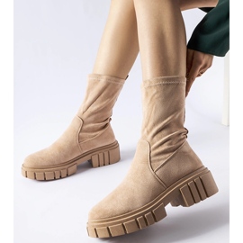 Bézs színű Montefusco öko-velúr felbújós bokacsizma 1