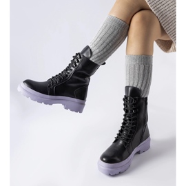 Fekete tornacipő színes Quennie talppal 1