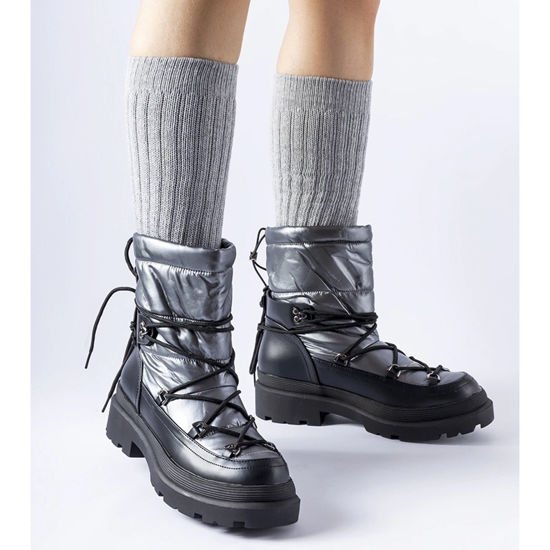 Fekete és szürke Eagleville hócsizma mandzsettával 1