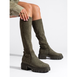 Shelovet sötétzöld velúr bebújós csizma 1