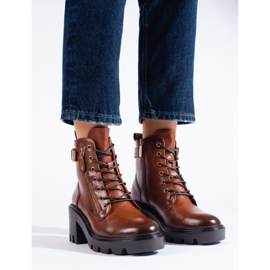 W. Potocki Barna női magas sarkú bokacsizma a Potockitól 1