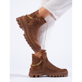 W. Potocki Velúr áttört női, barna bokacsizma a Potockitól 1