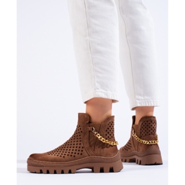 W. Potocki Velúr áttört női, barna bokacsizma a Potockitól 2