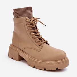 Női csizma zoknival Bézs Rivella 2