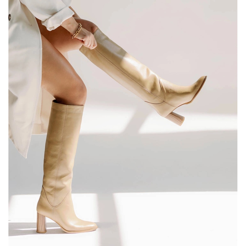 Marco Shoes Magas sarkú csizma bézs 2