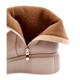 Női bőr bokacsizma a platformon Bézs Lemar Jenefer 1