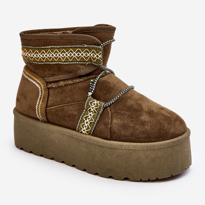 Női hócsizma vastag talpon fűzős, zöld Milson 1