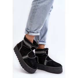 Női hócsizma vastag talpon, fűzéssel, fekete Milson 2