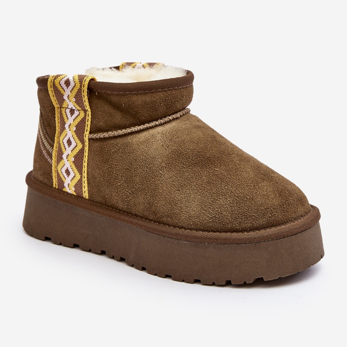 Női velúr hócipő vastag talppal, zöld Vebissat 2