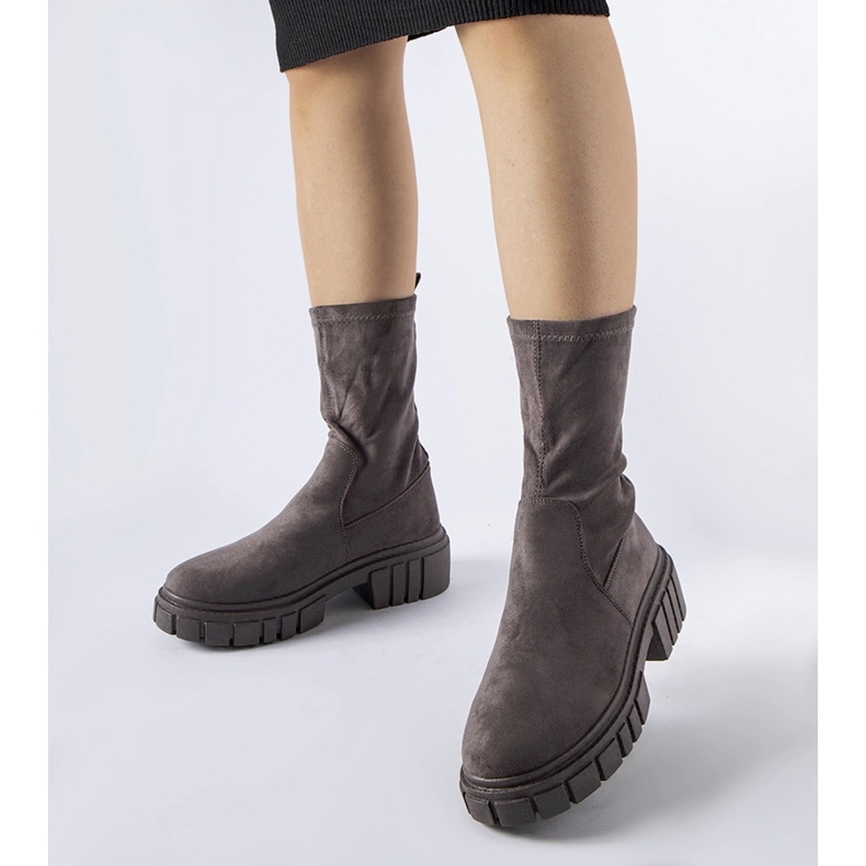 Szürke Montefusco öko-velúr felbújós bokacsizma 1