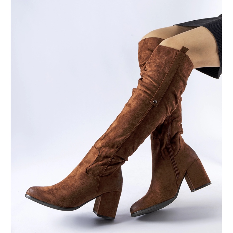 Chocolate Neve öko-velúr magas sarkú csizma barna 1