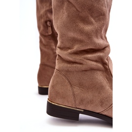 Super Me Bézs Bikka női térd feletti lapos csizma 3