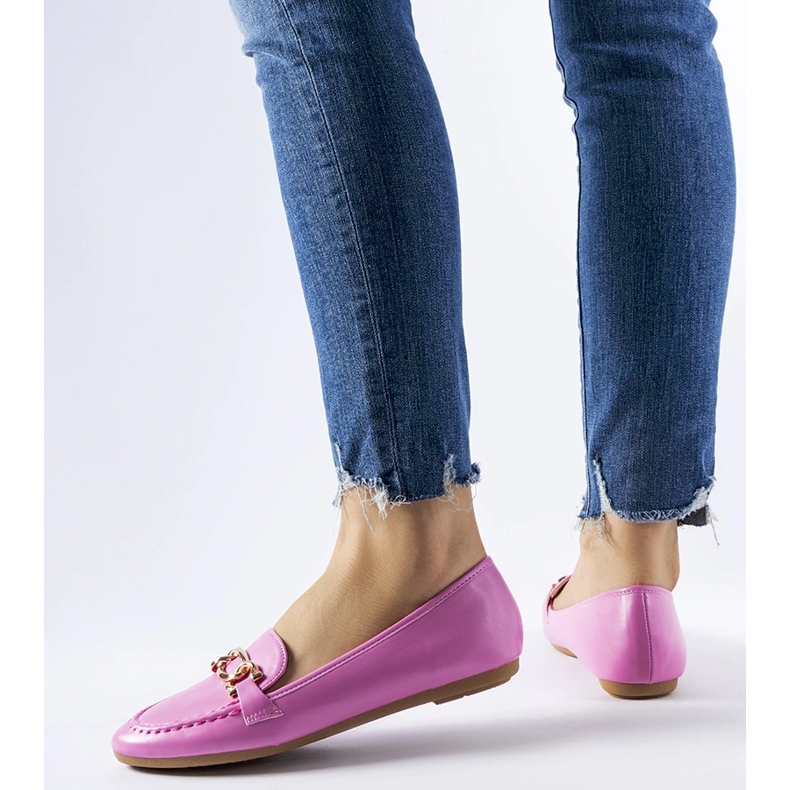 Rózsaszín mokaszinok Gaston csattal díszítve 1