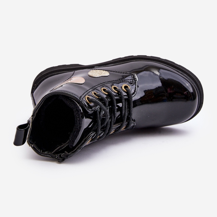 Gyerek lakkbőr bokacsizma díszítéssel, Fekete Adete 1