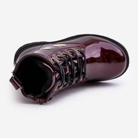 Gyerek lakkbőr bokacsizma díszítéssel, bordó Adete piros 1