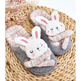 Gyermek vastag talpú nyuszi papucs szürke Dasca 2