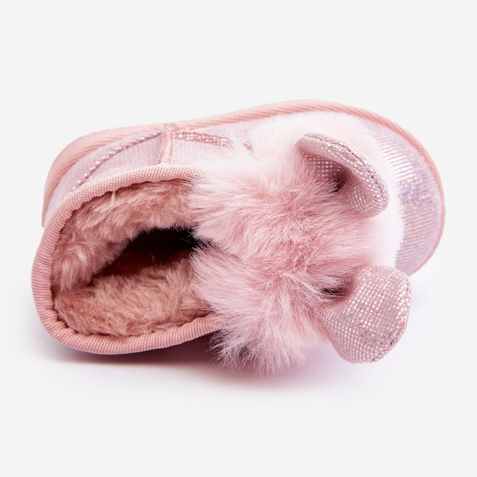 Szőrmével szigetelt gyerek hócsizma, világos rózsaszín Betty fülekkel 1