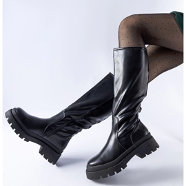 Christien fekete lapos klasszikus csizma 1