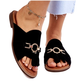 Lewski Shoes Női velúr papucs Leski cipő 3226 fekete 5