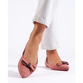 Velúr balerinák Shelovet masnival rózsaszín 1