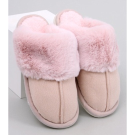 Allens Powder Pink halszálkás papucs bundával rózsaszín 1