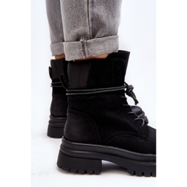 Női Trapper bokacsizma vastag talpon, fekete Narelona 2