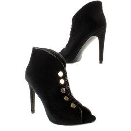 Bársony nyitott orrú pumpák 1129 Fekete 2