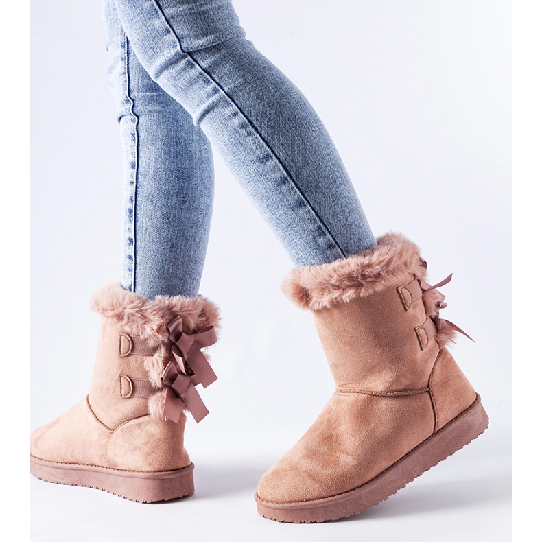 Borbera rózsaszín hőszigetelt hócsizma masnival 1