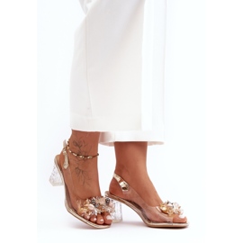 Arany díszítésű magassarkú szandál S.Barski MR1037-16 aranysárga 1