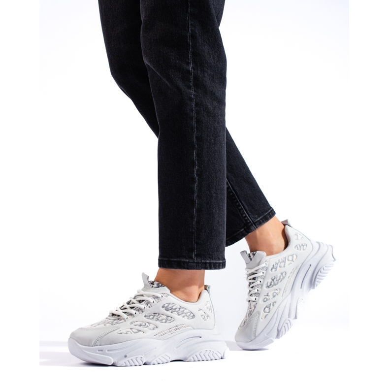 Shelovet női tornacipő vastag talpon, szürke 1