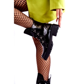 S.Barski Női lakkozott szigetelt csizma fekete strasszokkal 2