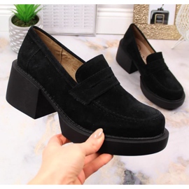 Filippo W DP4685/23 bőr magassarkú mokaszinok fekete 1