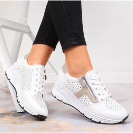 Rieker W N6304-80 fehér bőr ékcipő 2