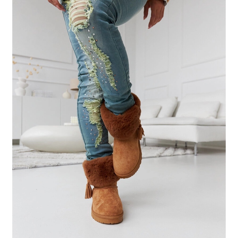 Szőrmével bélelt, barna Geradino hócsizma 1