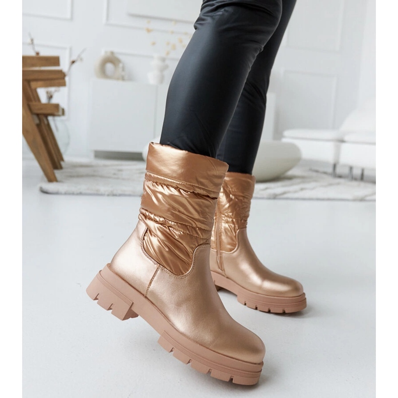 Fém szigetelésű bokacsizma Malvaro foltvarrással bézs 2