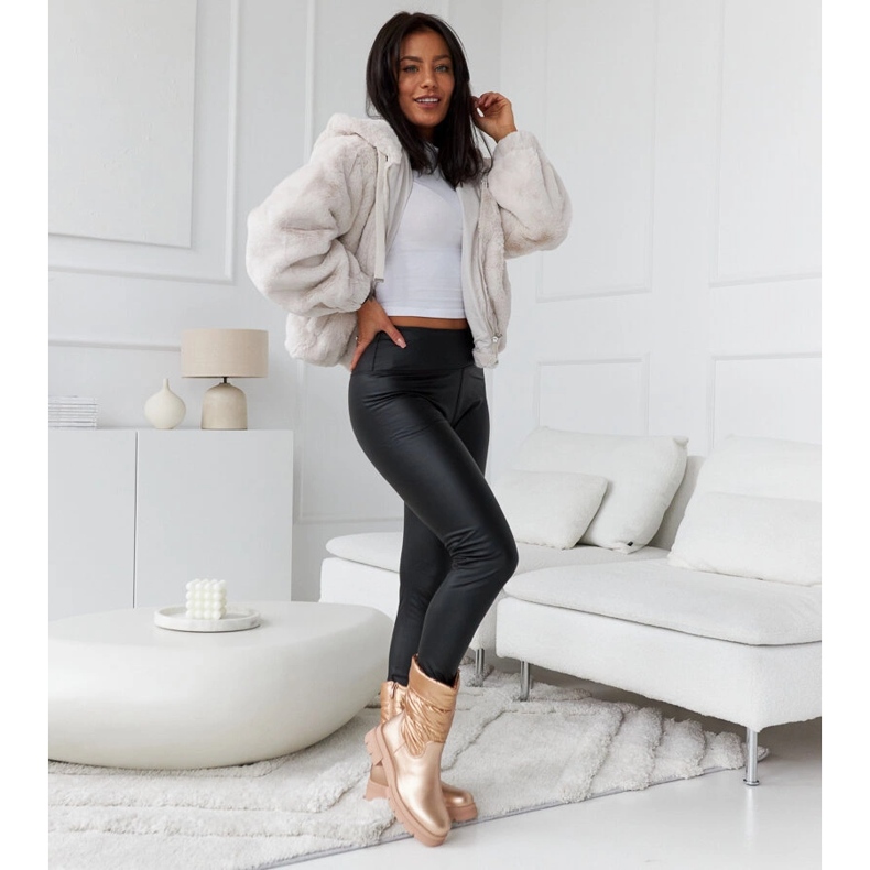 Fém szigetelésű bokacsizma Malvaro foltvarrással bézs 1