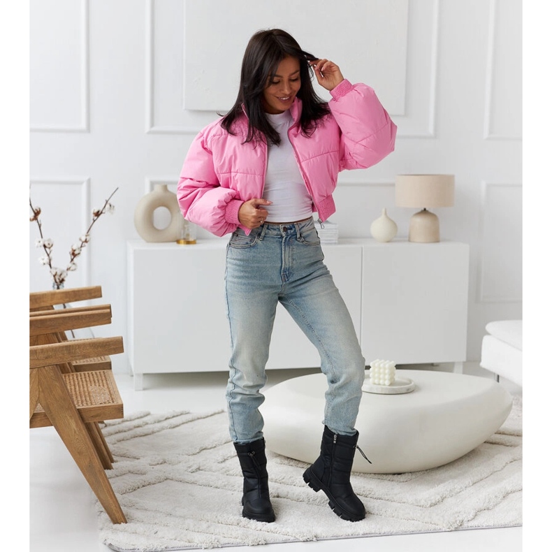 Fekete szigetelt eco-bőr csizma H602 1