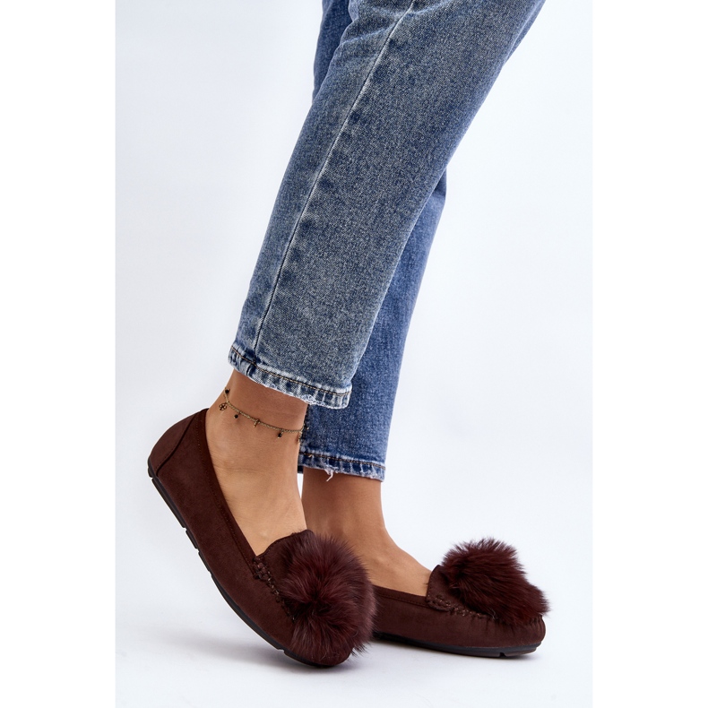 Női mokaszinok szőrmével, barna novákkal 2 Női mokaszinok szőrmével, barna novákkal 2