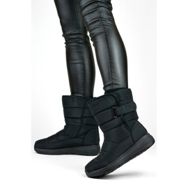 Kényelmes hócsizma, téli csizma, steppelt bokacsizma, tépőzárral szigetelve fekete 2