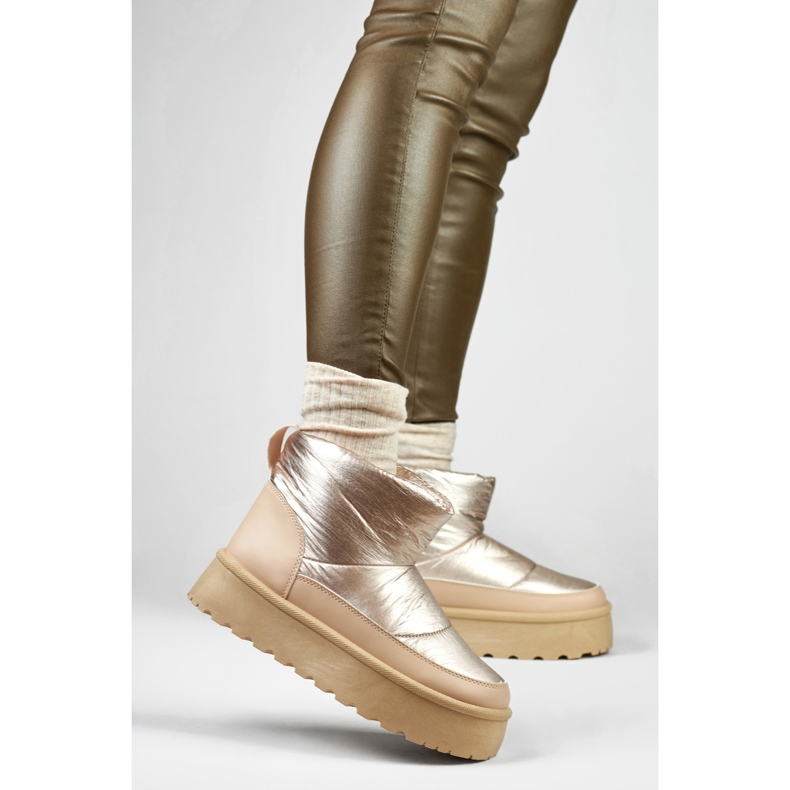 Női téli hócsizma emelvényes bézs 2