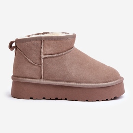 Divatos Khaki Nucca Suede Low Snow csizma bézs 1