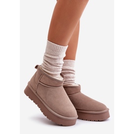 Divatos Khaki Nucca Suede Low Snow csizma bézs 2