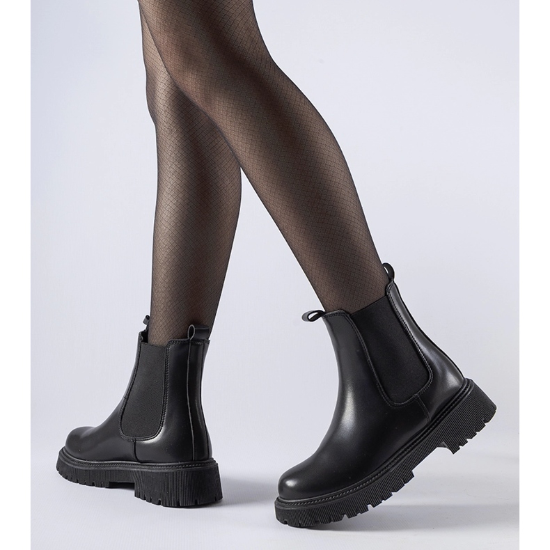 Fekete szigetelt klasszikus Edgar felbújós bokacsizma 1