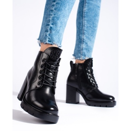 W. Potocki Potocki fekete női magas sarkú bokacsizma 2